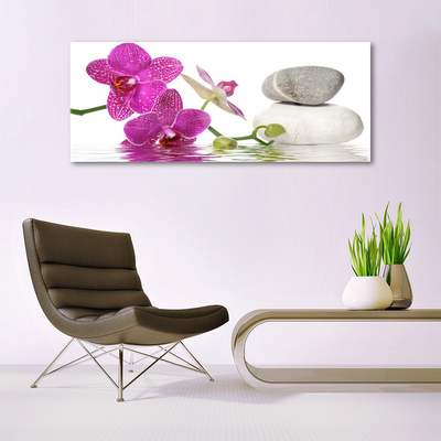 Glasbilder Blumen Steine Kunst