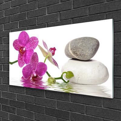 Glasbilder Blumen Steine Kunst