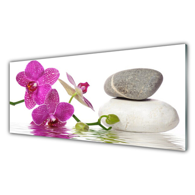 Glasbilder Blumen Steine Kunst