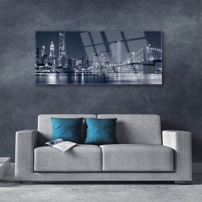 Glasbilder Stadt Brücke Architektur