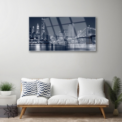 Glasbilder Stadt Brücke Architektur