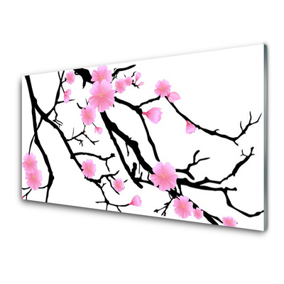 Glasbilder Zweige Blumen Kunst