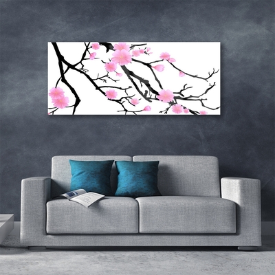Glasbilder Zweige Blumen Kunst