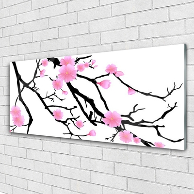 Glasbilder Zweige Blumen Kunst