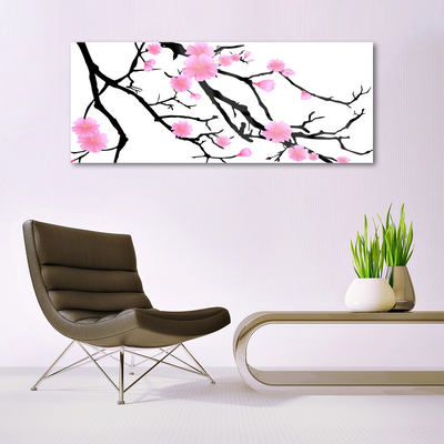 Glasbilder Zweige Blumen Kunst