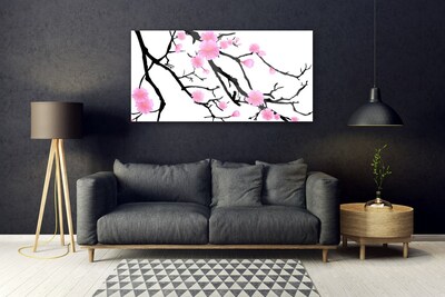 Glasbilder Zweige Blumen Kunst