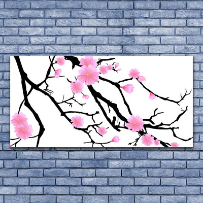 Glasbilder Zweige Blumen Kunst