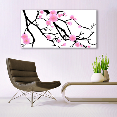 Glasbilder Zweige Blumen Kunst