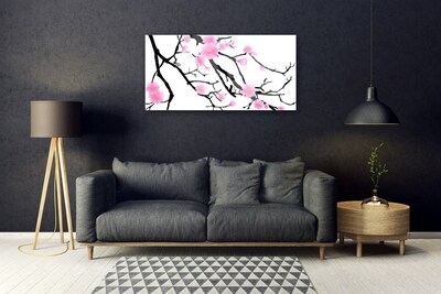 Glasbilder Zweige Blumen Kunst