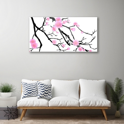 Glasbilder Zweige Blumen Kunst
