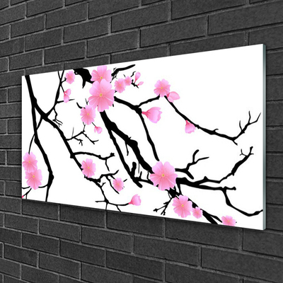 Glasbilder Zweige Blumen Kunst