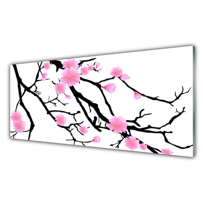 Glasbilder Zweige Blumen Kunst