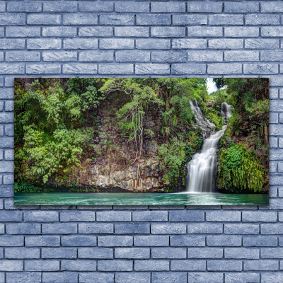 Glasbilder Wasserfall Fels Natur