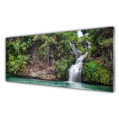 Glasbilder Wasserfall Fels Natur