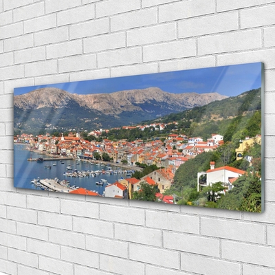 Glasbilder Stadt Gebirge Meer Landschaft