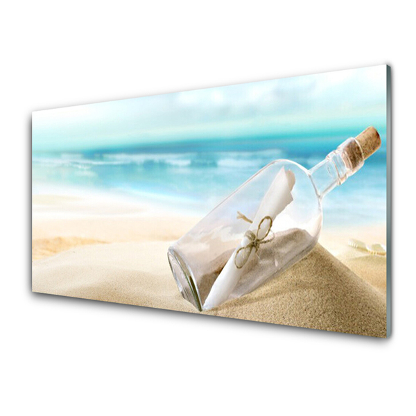 Glasbilder Strand Flasche Kunst