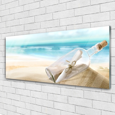 Glasbilder Strand Flasche Kunst