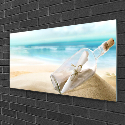 Glasbilder Strand Flasche Kunst