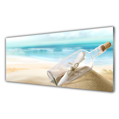 Glasbilder Strand Flasche Kunst