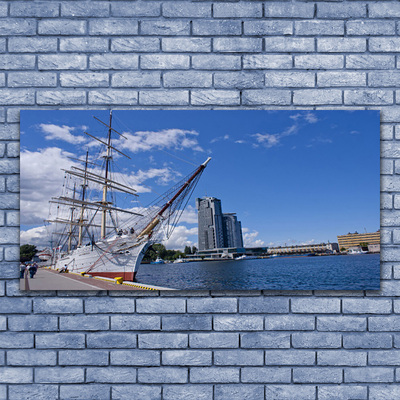 Druck auf Glas Boot Meer Stadt Landschaft