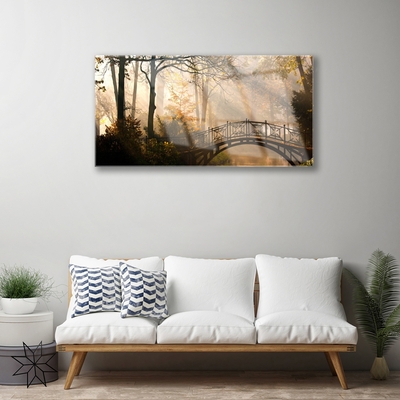 Druck auf Glas Wald Brücke Architektur