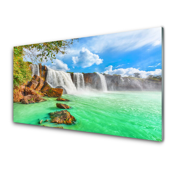 Druck auf Glas Wasserfall See Landschaft