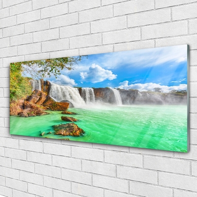 Druck auf Glas Wasserfall See Landschaft