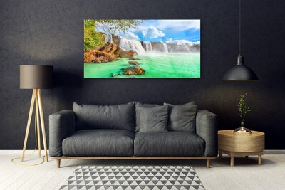 Druck auf Glas Wasserfall See Landschaft