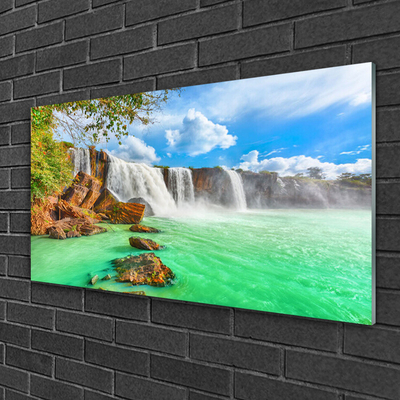 Druck auf Glas Wasserfall See Landschaft