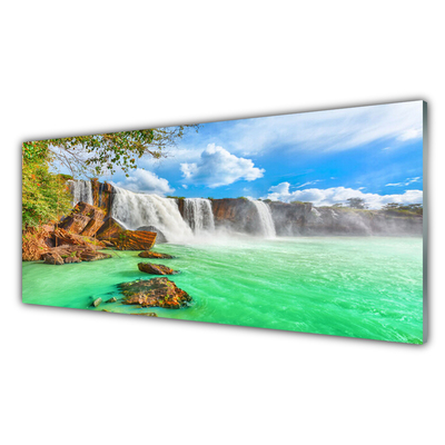 Druck auf Glas Wasserfall See Landschaft