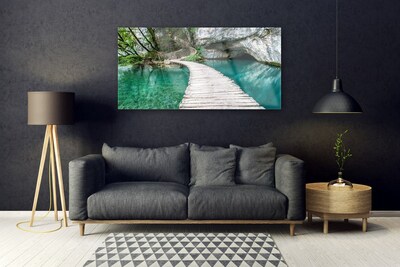 Druck auf Glas Brücke See Architektur