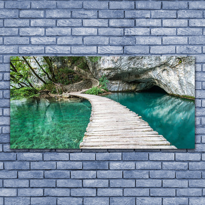 Druck auf Glas Brücke See Architektur