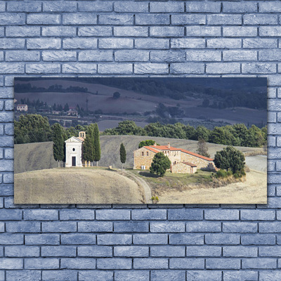 Druck auf Glas Wiese Bäume Landschaft