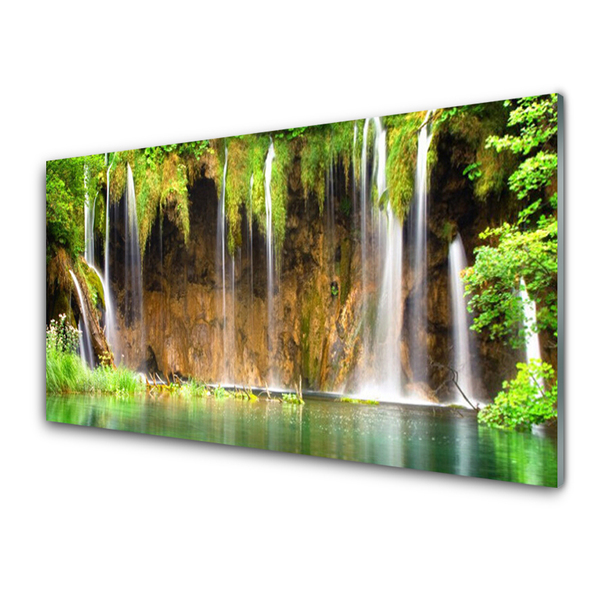 Druck auf Glas Wasserfall See Natur