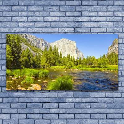 Druck auf Glas See Gebirge Wald Natur