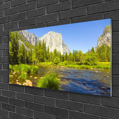 Druck auf Glas See Gebirge Wald Natur