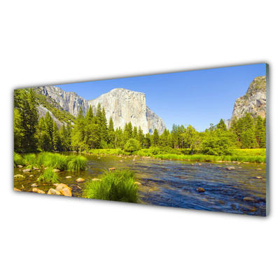 Druck auf Glas See Gebirge Wald Natur