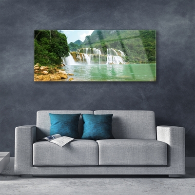 Druck auf Glas Wald Wasserfall Landschaft