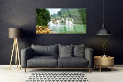 Druck auf Glas Wald Wasserfall Landschaft