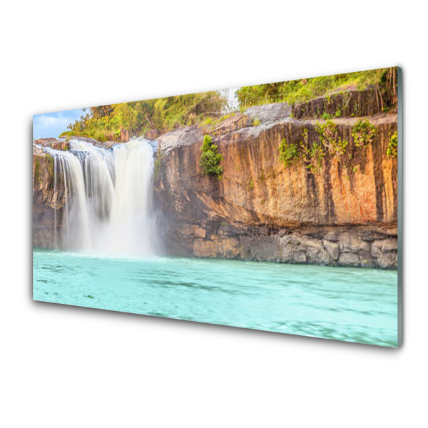 Druck auf Glas Wasserfall See Landschaft