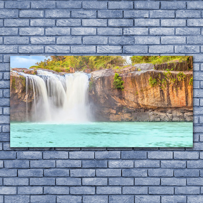 Druck auf Glas Wasserfall See Landschaft