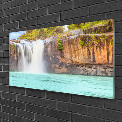 Druck auf Glas Wasserfall See Landschaft