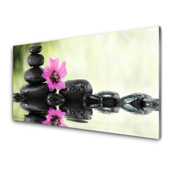 Druck auf Glas Blume Steine Kunst