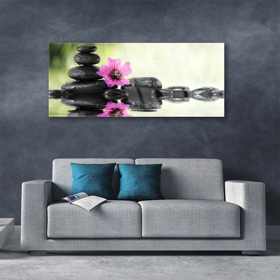 Druck auf Glas Blume Steine Kunst