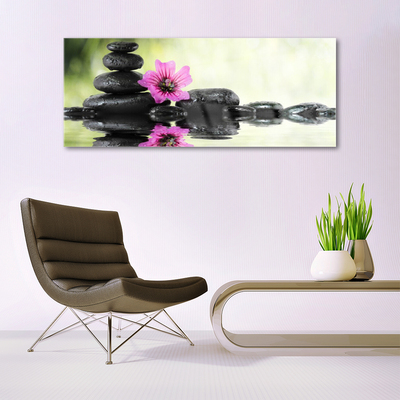 Druck auf Glas Blume Steine Kunst