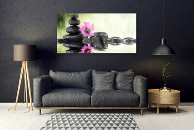 Druck auf Glas Blume Steine Kunst