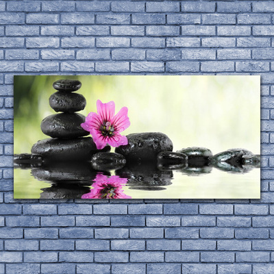 Druck auf Glas Blume Steine Kunst
