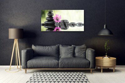 Druck auf Glas Blume Steine Kunst