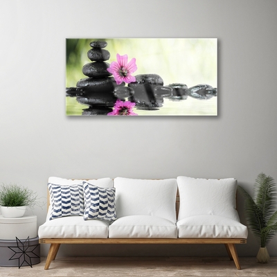 Druck auf Glas Blume Steine Kunst