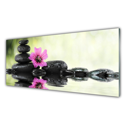Druck auf Glas Blume Steine Kunst
